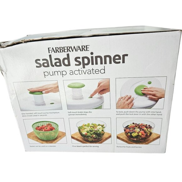 Farberware Professional Easy to Use Pump Plastic Salad Spinner 6.6 qt New - Picture 9 of 12